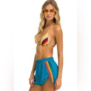 AVIATOR NATION WOMEN'S 5 STRIPE FLEX BOARD SHORTS - ANTIGUA // RAINBOW SUZE L